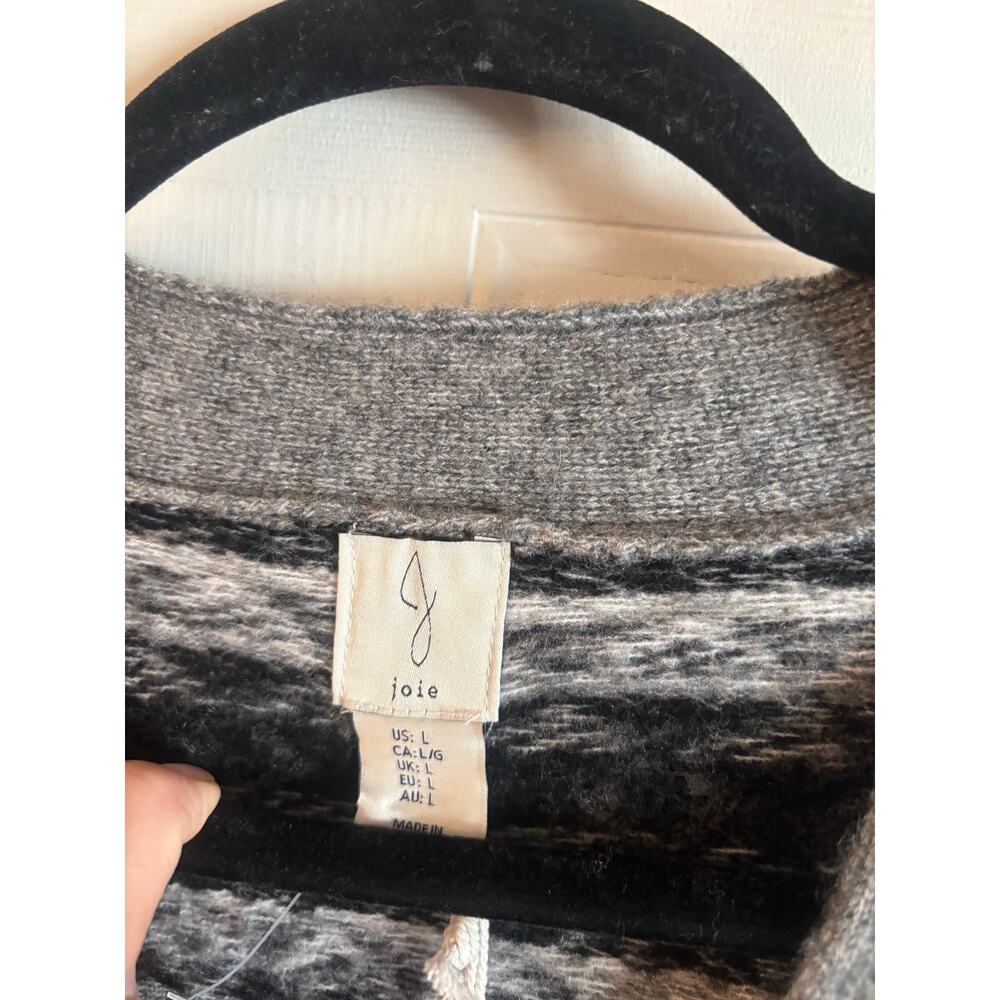 Joie Women’s Fair Isle Cardigan Sweater Button Up Gray Large NWT Wool Blend - Picture 5 of 6